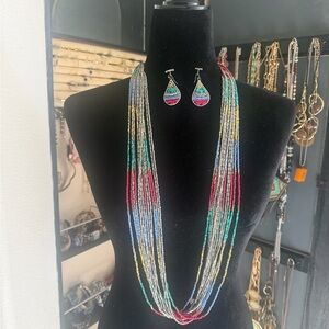 Multicolor Beaded Necklace and Earring Set